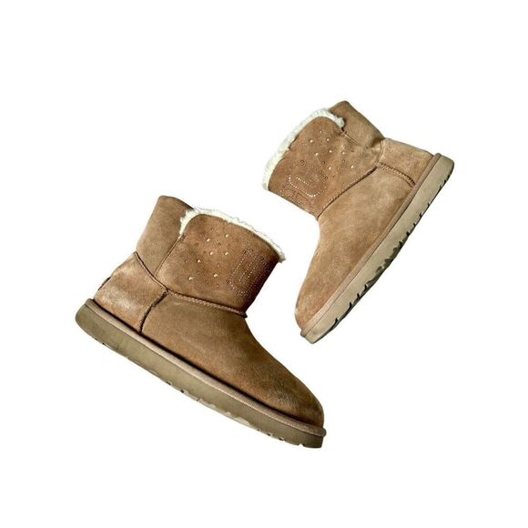 UGG Classic Gem Mini Bootie Boots Tan size 10 Suede - Picture 1 of 8